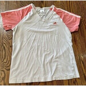 Adidas M‎ Women’s Athletic Workout Shirt V Neck Top Activewear Gym Coral Y2K